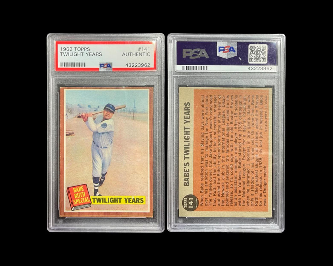 Original 1962 Topps #141 - BABE RUTH Special / The Twilight Years - PSA AUTHENTIC - YANKEES