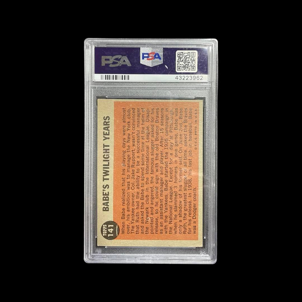 Original 1962 Topps #141 - BABE RUTH Special / The Twilight Years - PSA AUTHENTIC - YANKEES