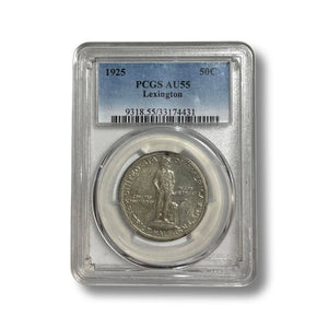 1925 50c Lexington Concord Patriot Commemorative Half Dollar PCGS AU 55-Rare