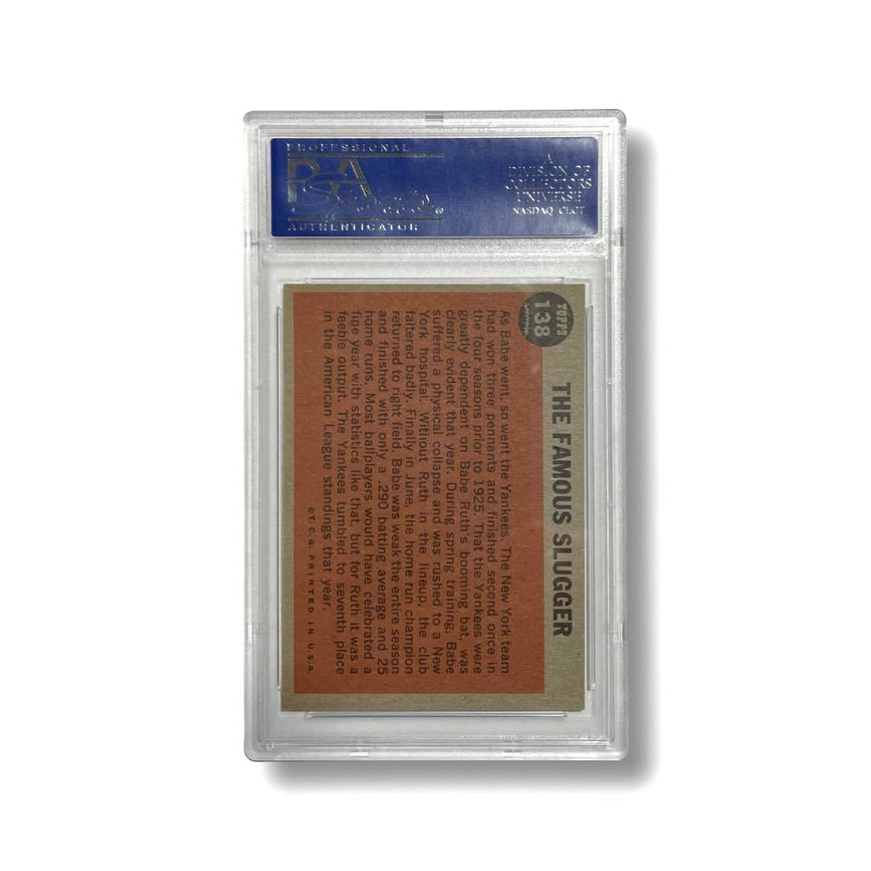 Original 1962 Topps #138 BABE RUTH Famous Slugger Ex-MT PSA 6