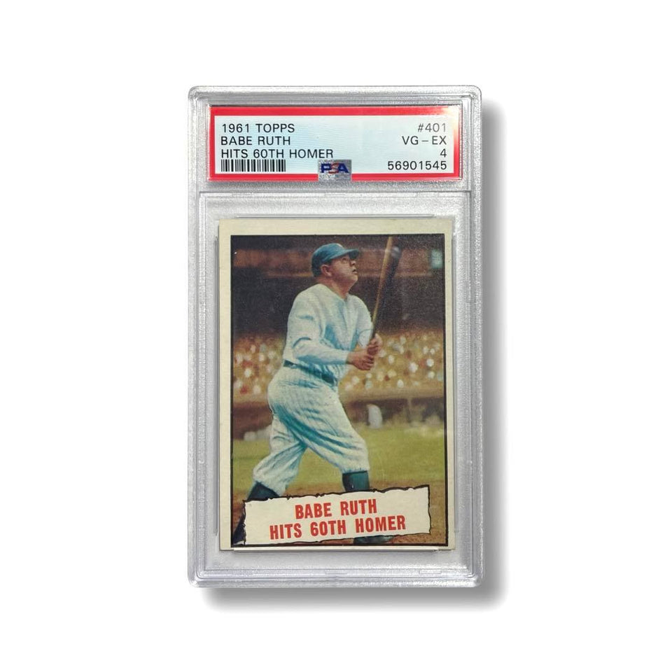 Original 1961 TOPPS #401 Babe Ruth Hits 60 Homer PSA 4