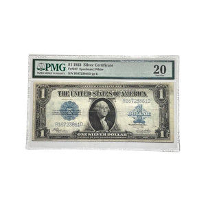 1923 One Dollar Large CERTIFIED PMG Very Fine VF20 PPQ Silver Certificate