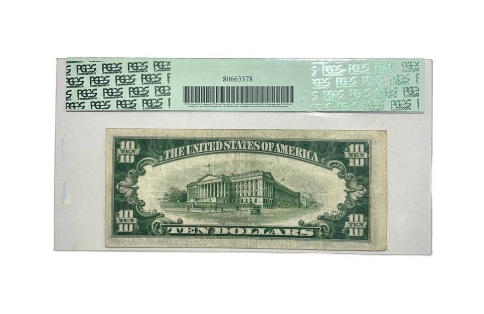 1934-C (BA Block) 10 Dollars Silver Certificate Blue Seal Note Fr. 1704 PCGS 25 S/N B32344668A