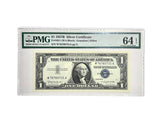 Certified 1957-B One dollar Silver Certificate Blue seal Fr. 1621 WA Block PMG 64 CH UNC