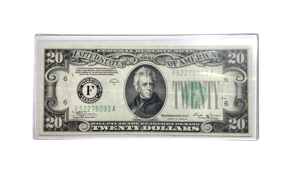 Series 1934 $20 Green Seal Note High Grade Extremely Fine EF