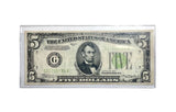 Series 1934 Five Dollars Lime Green Seal Nice circulated Note VG/VG- Rare