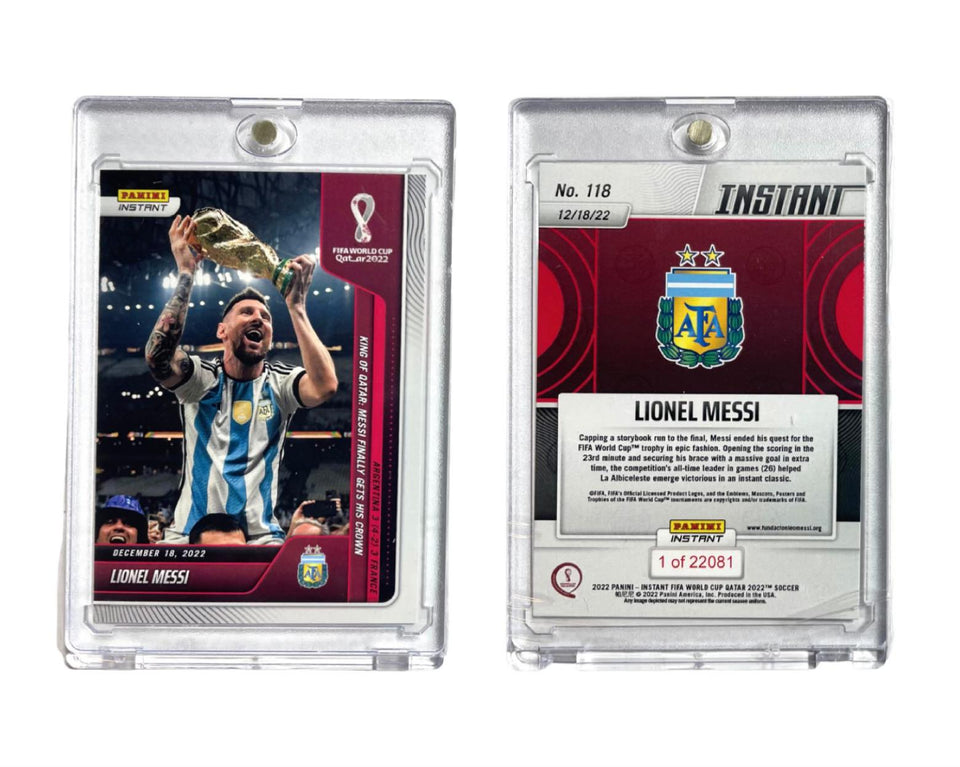 LIONEL MESSI#118 PANINI INSTANT FIFA W/C 2022 QATAR CHAMPION IN PREMIUM HOLDER