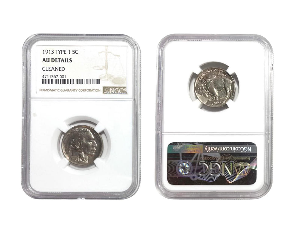 1913 Type 1 Buffalo Nickel First Year of Issue NGC AU Details