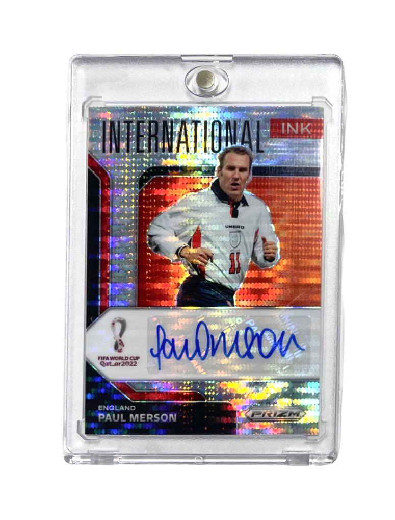 PAUL MERSON AUTO PANINI SILVER PRIZM 2022 FIFA W/C INTERNATIONAL INK AUTO