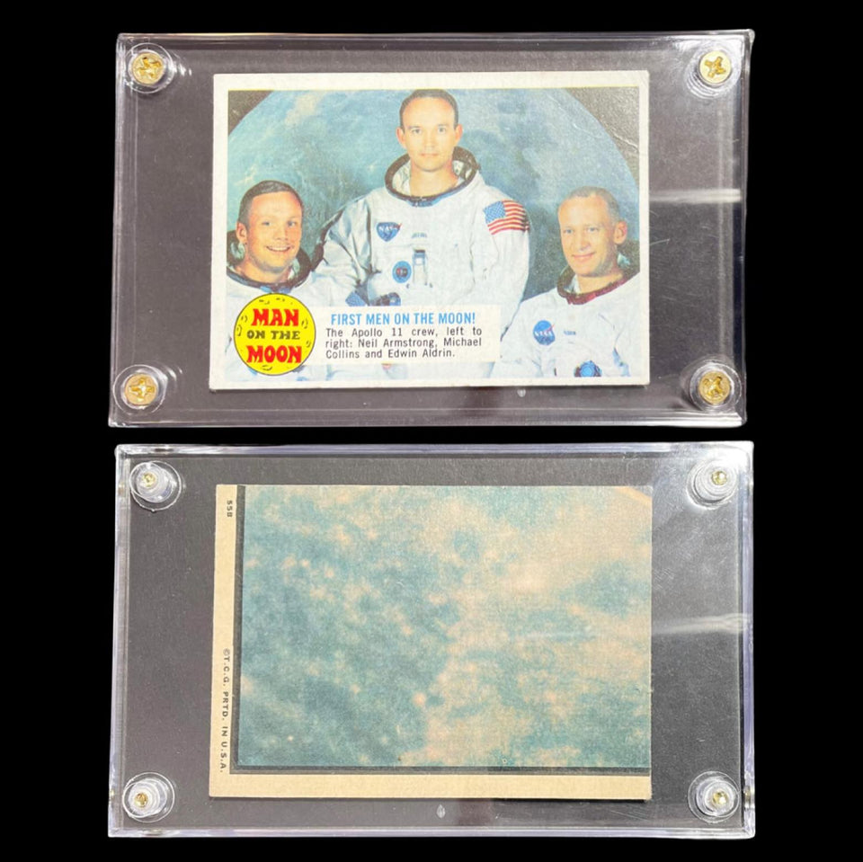 Original-1969 Topps Man on The Moon Card # 55B Apollo 11 Crew NM+ Rare