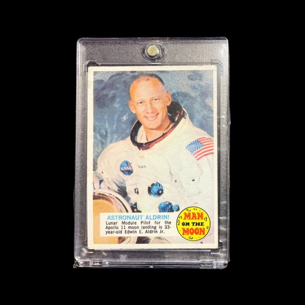 Original-1969 Topps Man on The Moon #52B Astronaut Buzz Aldrin VG-EX- Rare W/Case