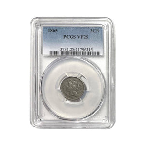 1865 3CN 3-Cent Nickel PCGS VF 25- Rare