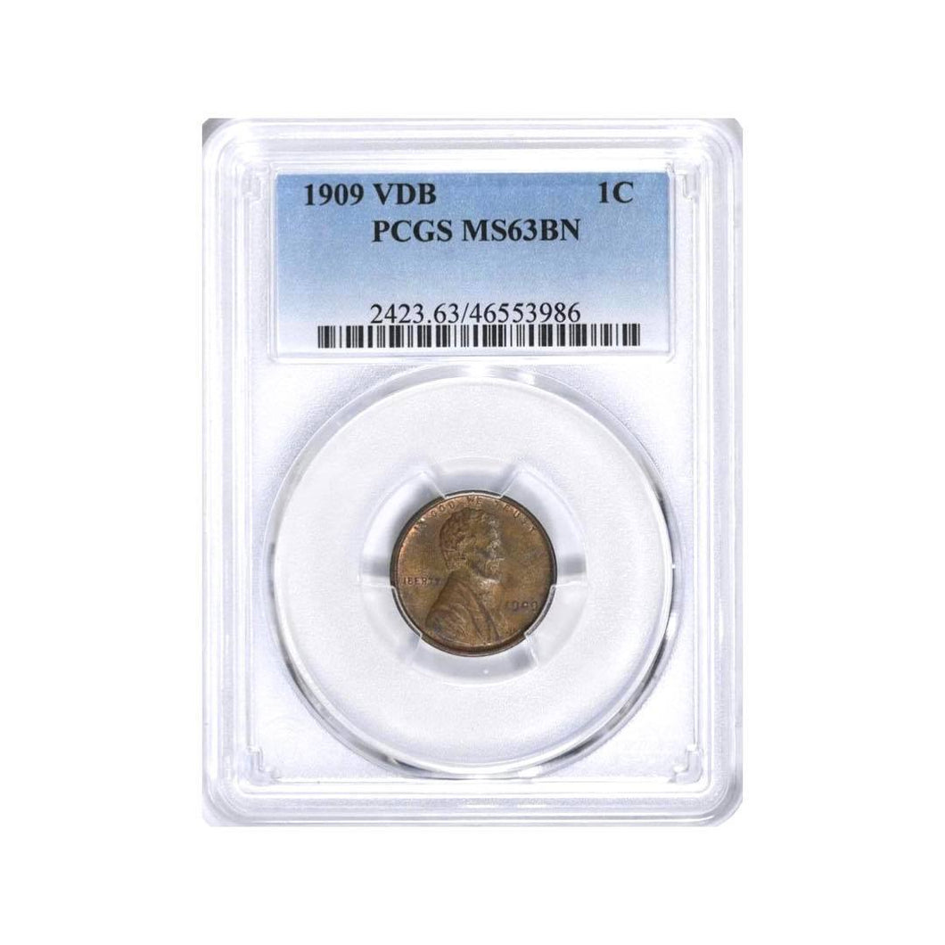 1909 VDB Lincoln Cent PCGS MS63BN Brown — First Year Of Issue