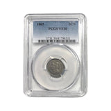 1865 3CN 3-Cent Nickel PCGS VF 30- Rare