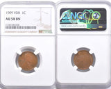 1909 VDB Lincoln Cent NGC AU 58BN Brown — First Year Of Issue