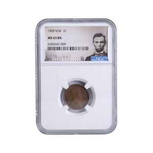 1909 VDB Lincoln Cent NGC MS 63BN Brown Lincoln Label — First Year Of Issue