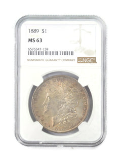 1889 $1 MORGAN SILVER DOLLAR  Natural Toned BEAUTY NGC MS63-RARE