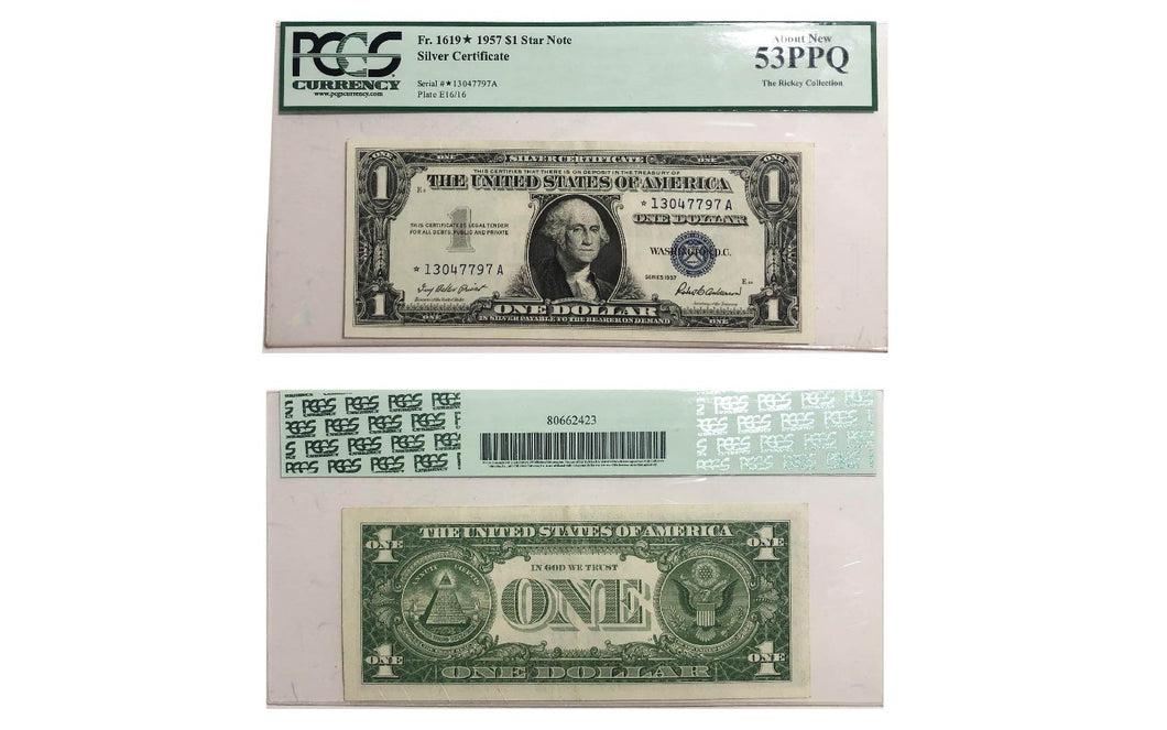 Star Note-1957 $1 Silver Certificate Currency PCGS Genuine Choice About New 53PPQ