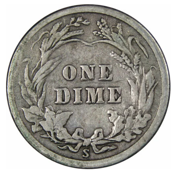 (1) Antique 1892-1916  Barber 90% Silver Dime US Mint, More 100 Years old -Full Date (G/VG) Random