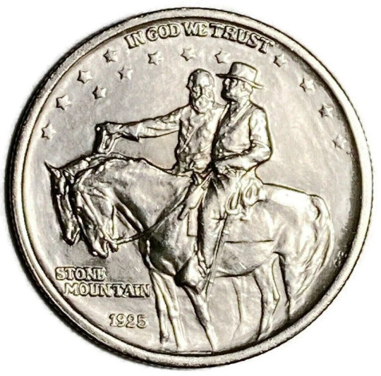 1925 Stone Mountain Civil War Commemorative 50C Silver Half Dollar High Grade AU