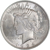 1924 Peace Dollar Superb Silver Coin US Mint , High grade (BU)-Rare