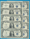 Lot of 10: 1957-A,B One Dollar Blue Seal Silver Certificate Brilliant Uncirculated (AU/BU)-Rare