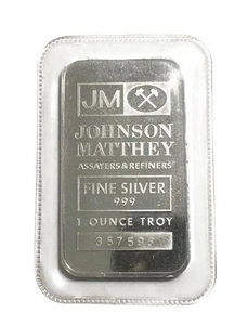 Vintage JOHNSON MATTHEY 1 Troy oz .999 Fine Silver Bar W/SR# *Random*-Rare
