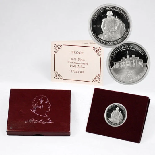 1982 S George Washington Half Dollar SILVER PROOF Commemorative Coin W/Box COA