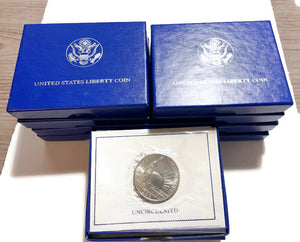 Lot of 10, 1986-D, Statue Of Liberty, Commemorative, Clad ,Half Dollar, Mint State, BU  Box & COA