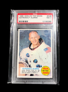 Original-1969 Topps Man on The Moon #52B Astronaut Buzz Aldrin PSA 7 NM-Rare