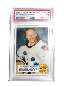 Original-1969 Topps Man on The Moon #52B Astronaut Buzz Aldrin PSA 7 NM-Rare