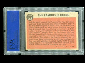 Original 1962 Topps #138 BABE RUTH Famous Slugger Ex-MT PSA 6