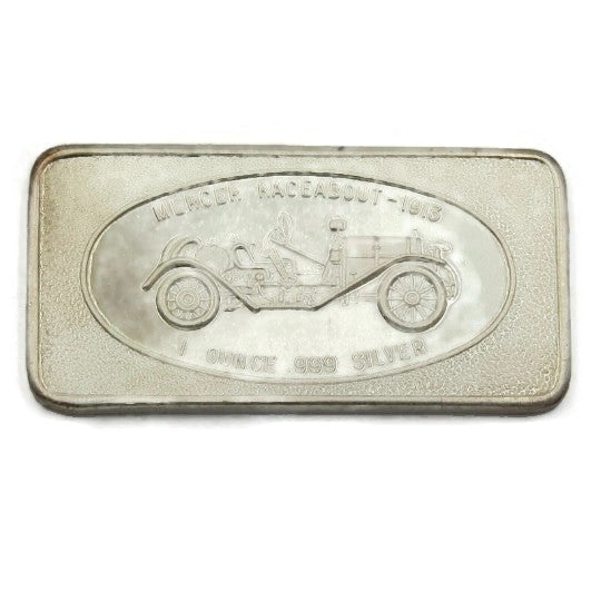 Vintage Mercer Racebout 1oz .999 Fine Silver Bar 1913