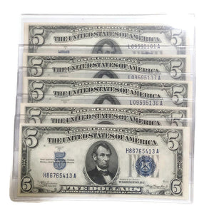 1934 A,D $5 SILVER CERTIFICATE BLUE SEAL HIGH GRADE CRISP UNCIRCULATED BU