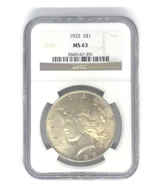 1925 Silver Peace Dollar Better Date NGC MS63