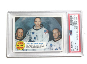 ORIGINAL-1969 TOPPS MAN ON THE MOON #55B THE APOLO11 CREW, PSA 6  EX-MT