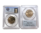 (1) 2007-P,D  PCGS MS65 PRESIDENT JOHN ADAMS FIRST DAY OF ISSUE-POSITION-A,B