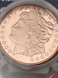 1 Oz .999 Pure Copper UNC. Round - Morgan Dollar Design GEM BU