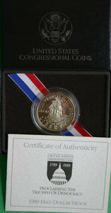 1989-S Congress Bicentennial Commemorative Half Dollar GEM Proof (BU) W/Box& COA