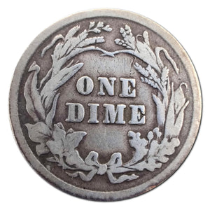 (1) Antique 1892-1916  Barber 90% Silver Dime US Mint, More 100 Years old -Full Date (G/VG) Random