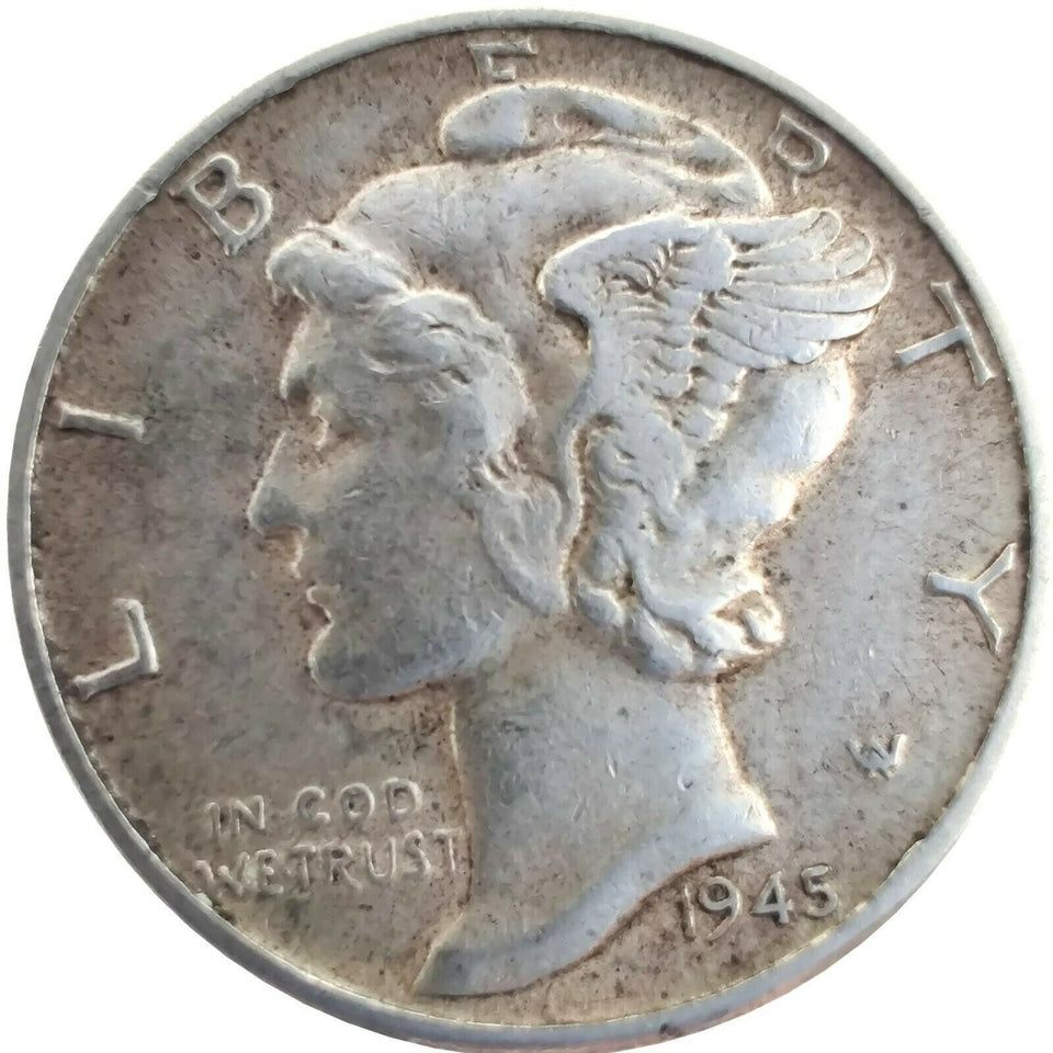 (1) 1916-1945 Liberty Mercury 90% Silver Dime US Mint Coin Full Date ,Full Rim (VG/VF) -Rare