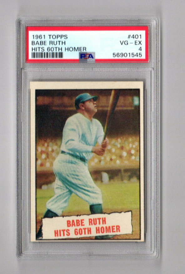 Original 1961 TOPPS #401 Babe Ruth Hits 60 Homer PSA 4