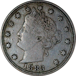 1883 NO CENT - US Liberty V Nickels Choice XF/AU+ - RARE