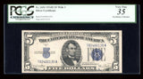 1934 D $5 SILVER CERTIFICATE Very Fine BANKNOTE PCGS VF35 PPQ