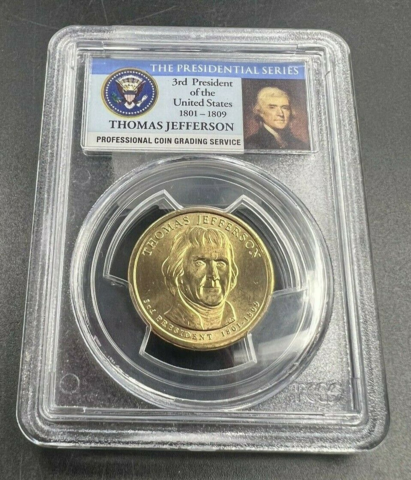 2007-P,D PCGS MS66 Thomas Jefferson Dollar 3rd President First Day of Issue Position A,B