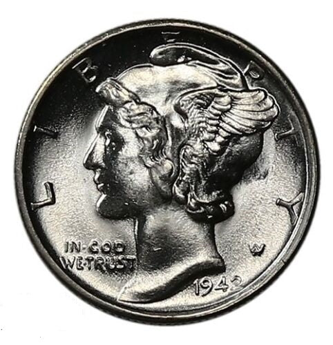 (1) GENUINE 1916-1945 LIBERTY MERCURY 90% SILVER DIME US MINT COIN UNC/BU-RARE