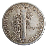 (1) 1916-1945 Liberty Mercury 90% Silver Dime US Mint Coin Full Date ,Full Rim (VG/VF) -Rare
