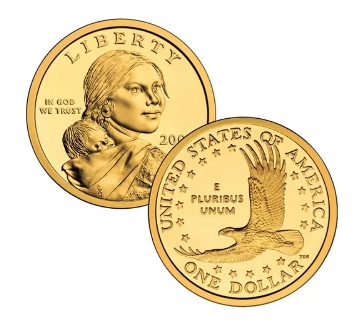 2000 P Sacagawea Dollar First Year of Issue 24K Gold Enriched US Mint Coin in Gem BU