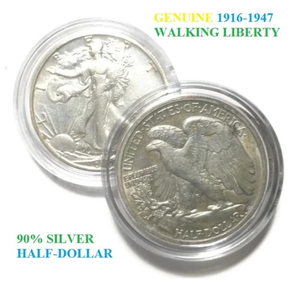 (1) Genuine 1916-1947 P D S Walking Liberty Silver Half Dollar Coin US Mint High Grade (XF/AU)-Rare